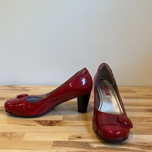Ecco Red Patent Leather Womens Heels Size 37 office career woman feminine - Picture 6 of 15